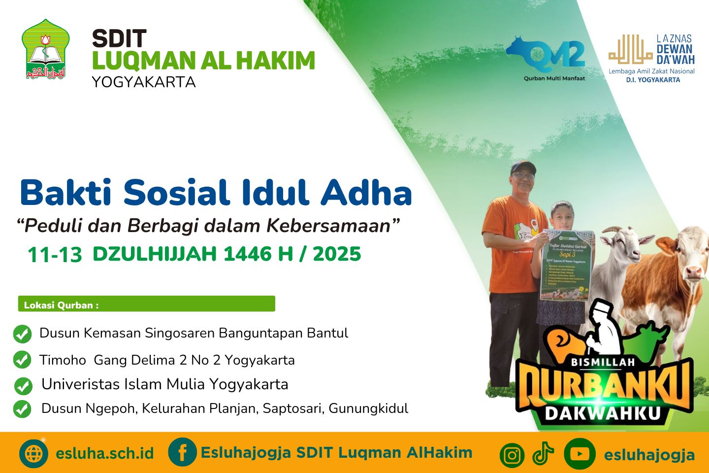 You are currently viewing Semangat Berbagi Idul Adha: SDIT Luqman Al Hakim Yogyakarta Salurkan 4,2/7 Ekor Sapi dan 13 Kambing ke Berbagai Wilayah DIY