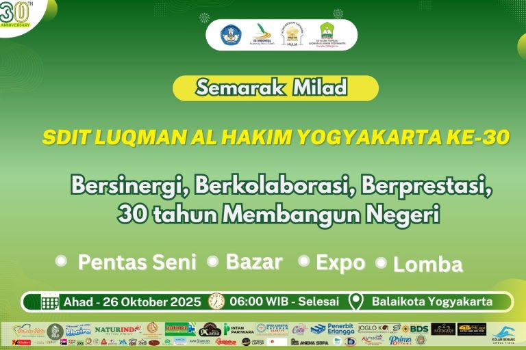 Read more about the article SDIT Luqman Al Hakim Yogyakarta Rayakan 30 Tahun Berkarya: “Bersinergi, Berkolaborasi, Berprestasi, 30 Tahun Membangun Negeri”